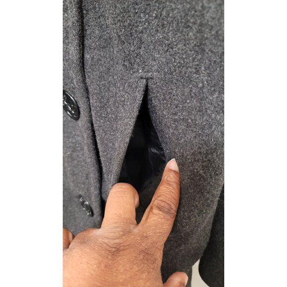 Vintage J.PERCY -Style Womens Double-Breasted Peacoat Wool Blend Charcoal Gray S - Picture 8 of 13
